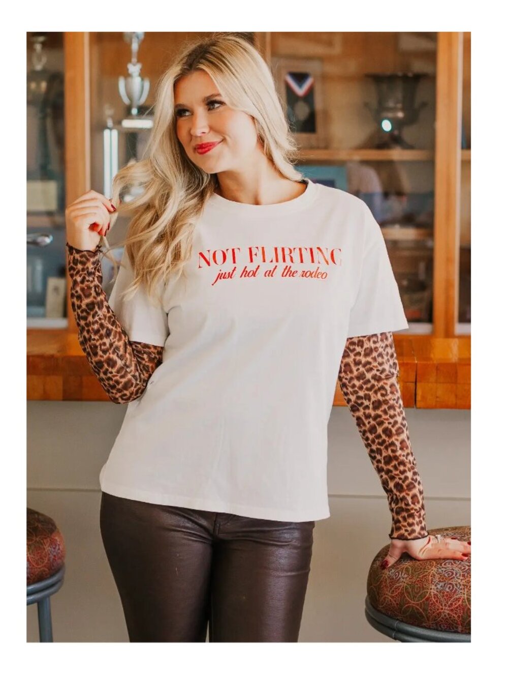 Not Flirting On White True Fit Graphic Tee with Red Script - Women Tops